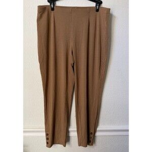 J.Jill Wearever Collection Tan Stretch Pull On Pants Medium Petite Button Detail